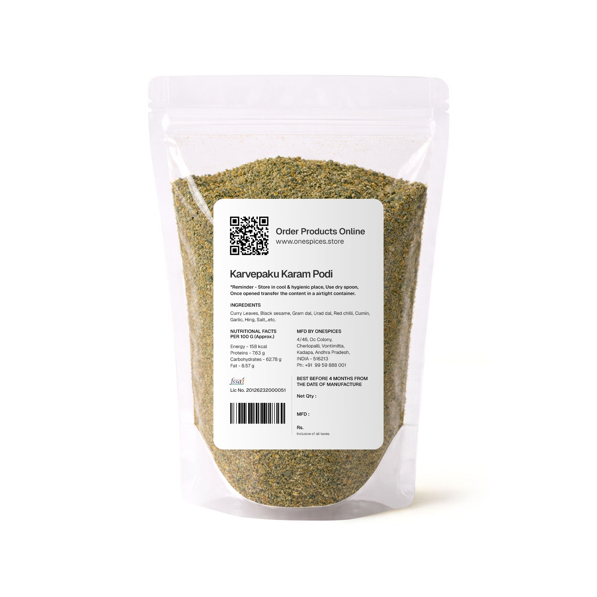Karvepaku Karam Podi - One Spices Flavours of Nature